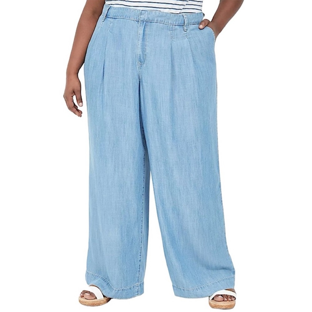 MAKE AN OFFER - LANE BRYANT Light Blue Wide-Leg Trouser Pants